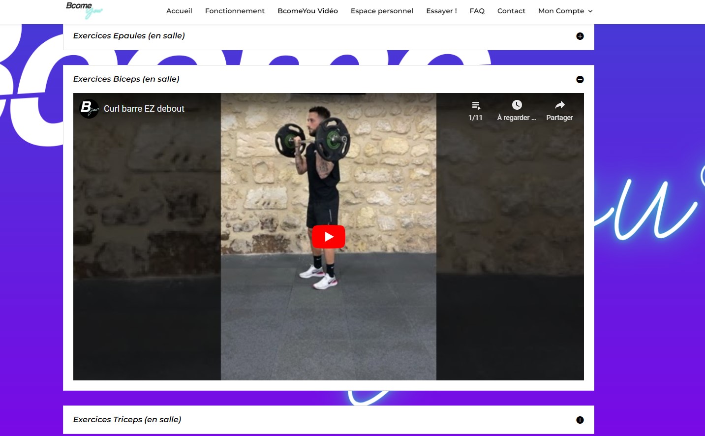 site coaching sportif espace membre