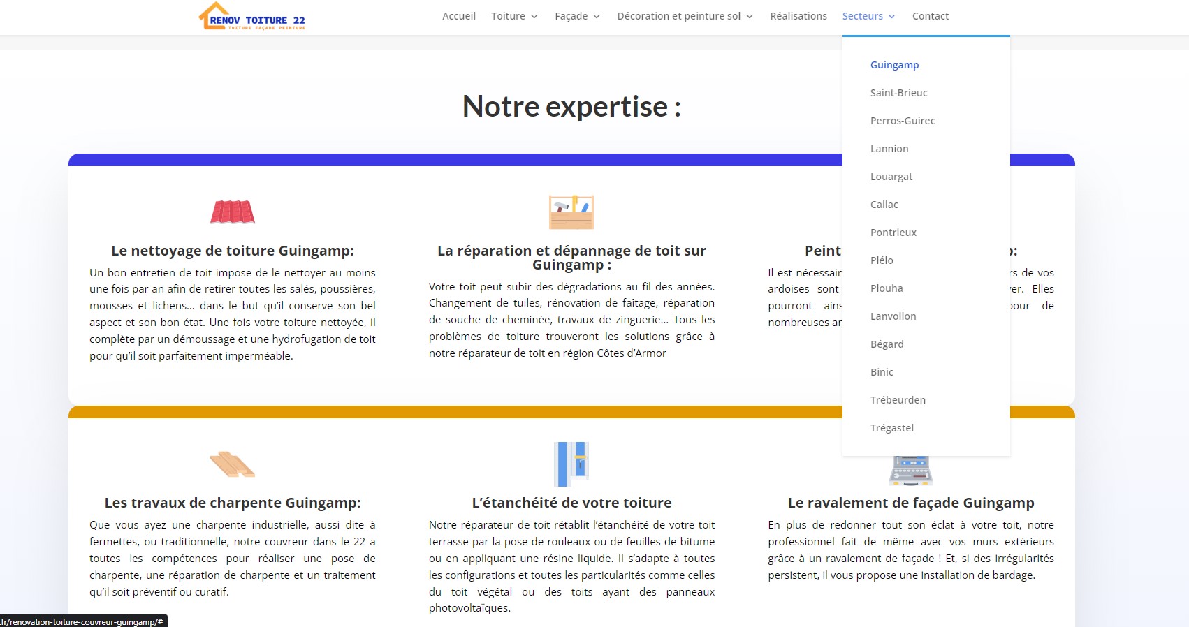 vitrine référencemenet site toiture